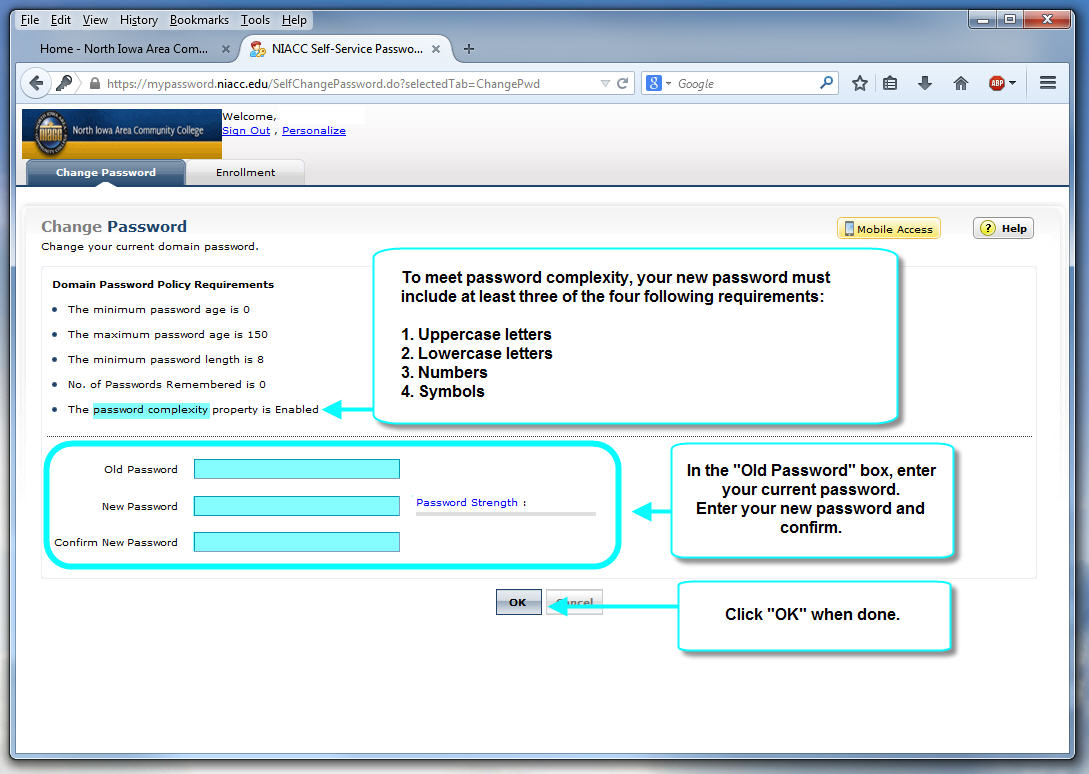 Password SelfService North Iowa Area Community College