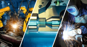 Picture of manufacturing related jobs - Machine lathe, welding, robotics