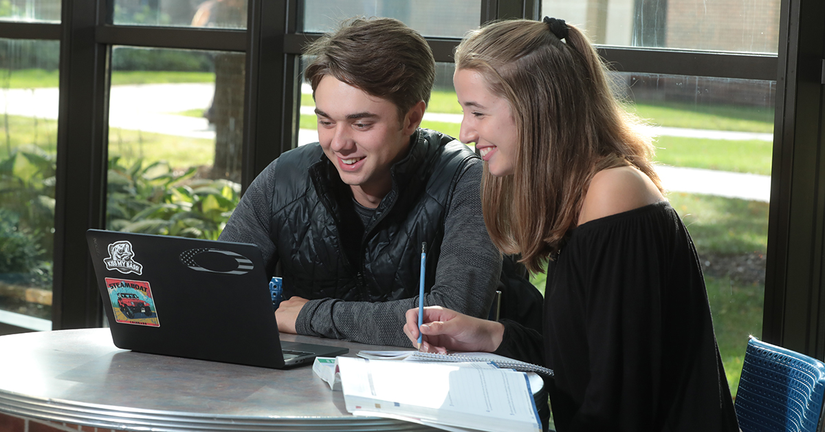 students studying