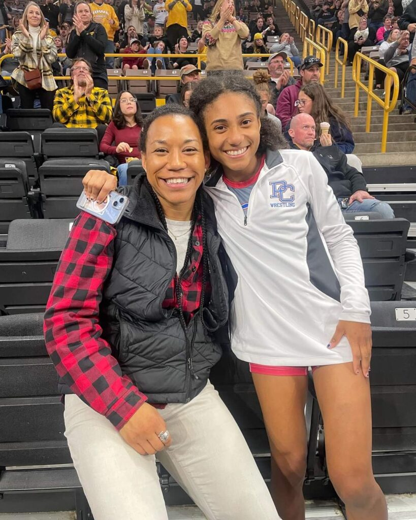 Chiari Barbieri with former NIACC women's wrestling coach CarrieAnn Randolph