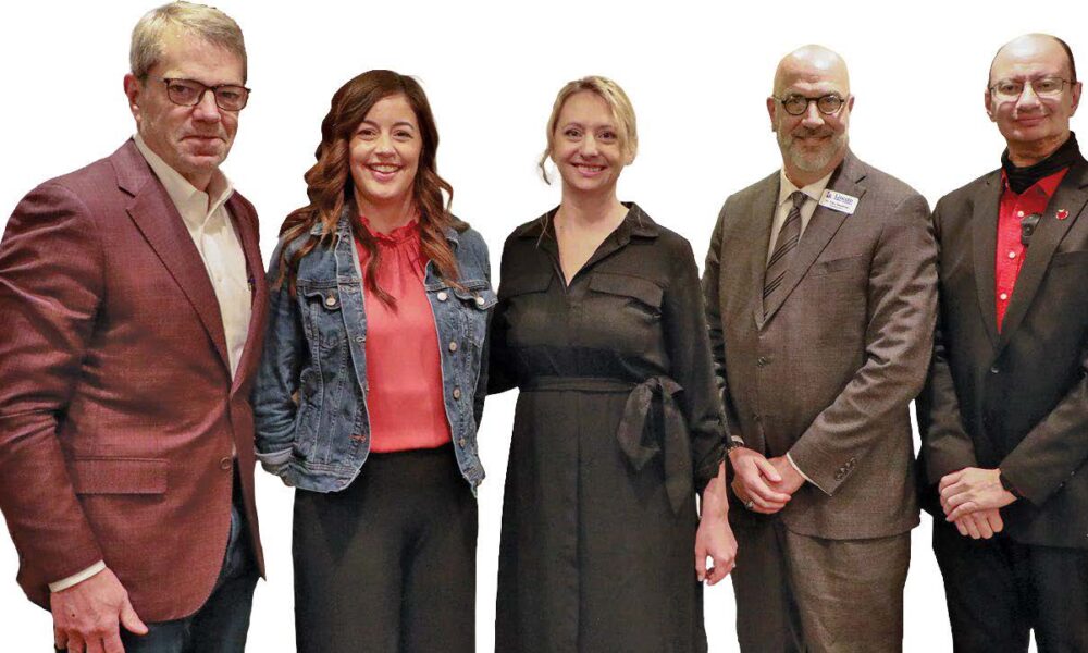 Emily Mujica (second from left) received the 2024 Thank You Teacher Award. She was nominated by a family from her school. Pictured with her are Nebraska Governor Jim Pillen, nominating parent, Paige Leising, Lincoln Public Schools Superintendent Paul Gausmann, and School Board President Laney Boswell.