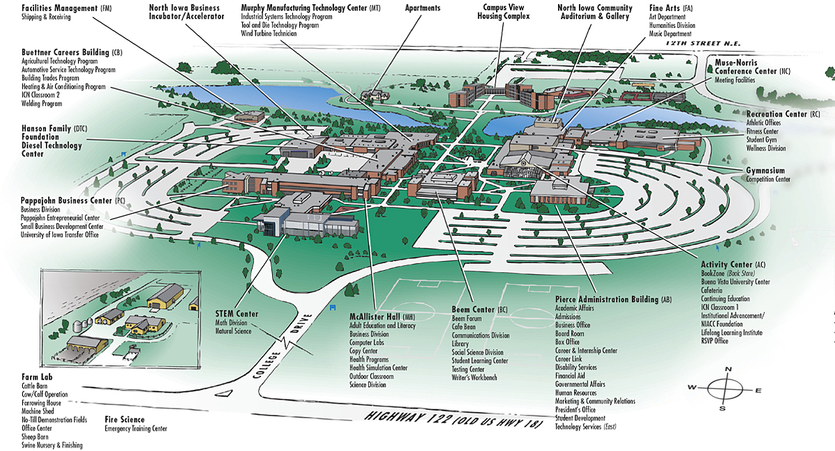 University Of Dubuque Campus Map Campus Map   North Iowa Area Community College