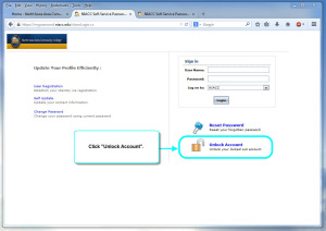Password Self-service Unlock your account step 1