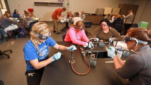 Photo of students in a STEM Center lab