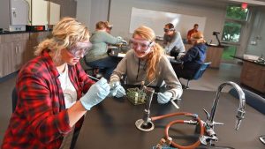 Photo students in the STEM Center biology lab
