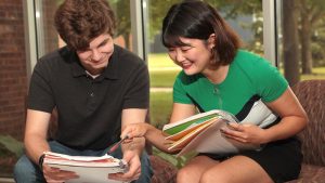 Photo students in a McAllister Hall study area