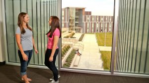 Photo of students in the Campus View Housing Complex