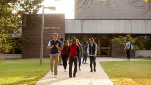 Photo of students exiting the NIACC Auditorium