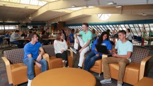 Photo of students lounging in the Activity Center