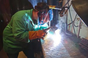 Picture of student welding