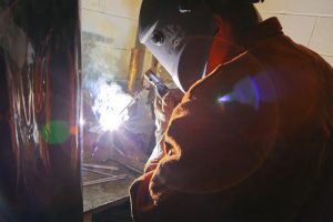 Picture of student welding