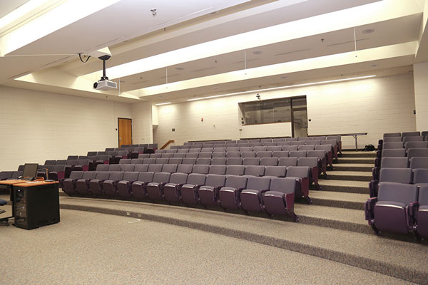 Photo of meeting room BC200 showing projector and command station