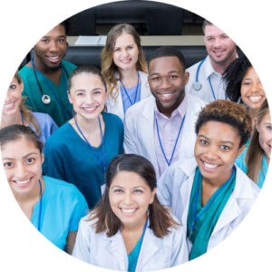 Group of medical students smile for camera