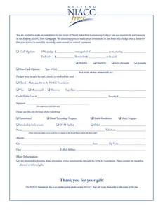 Picture of NIACC Pledge Card Cover