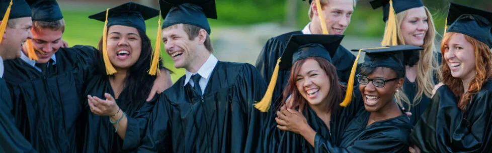 Picture of students dressed in graduation attire