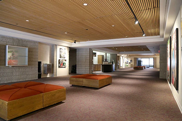 Photo of the meeting space in the Auditorium Gallery featuring lounge chairs